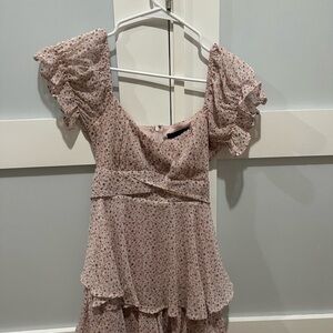 Blue Rain Pink Floral Romper